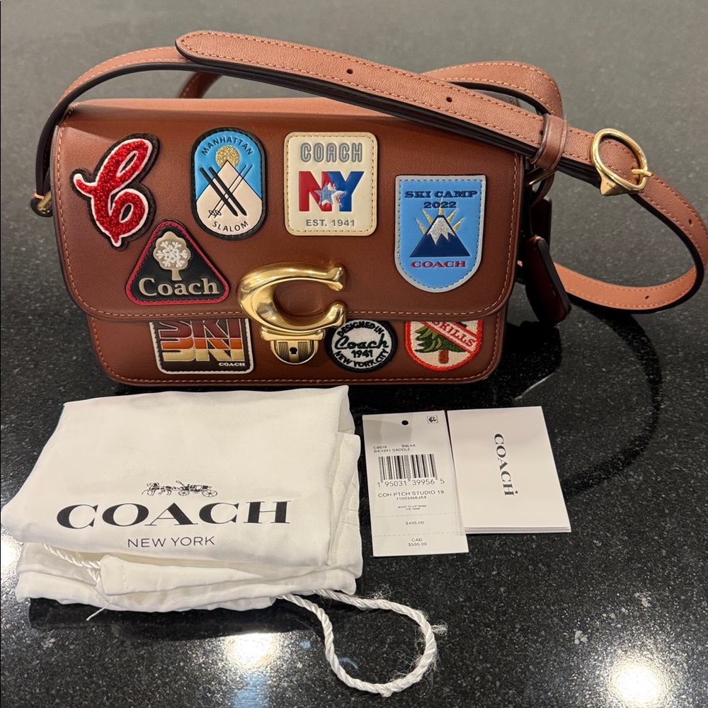 Coach Studio 19 in Saddle with Colorful Patches